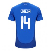 Camisa de Futebol Itália Federico Chiesa #14 Equipamento Principal Europeu 2024 Manga Curta